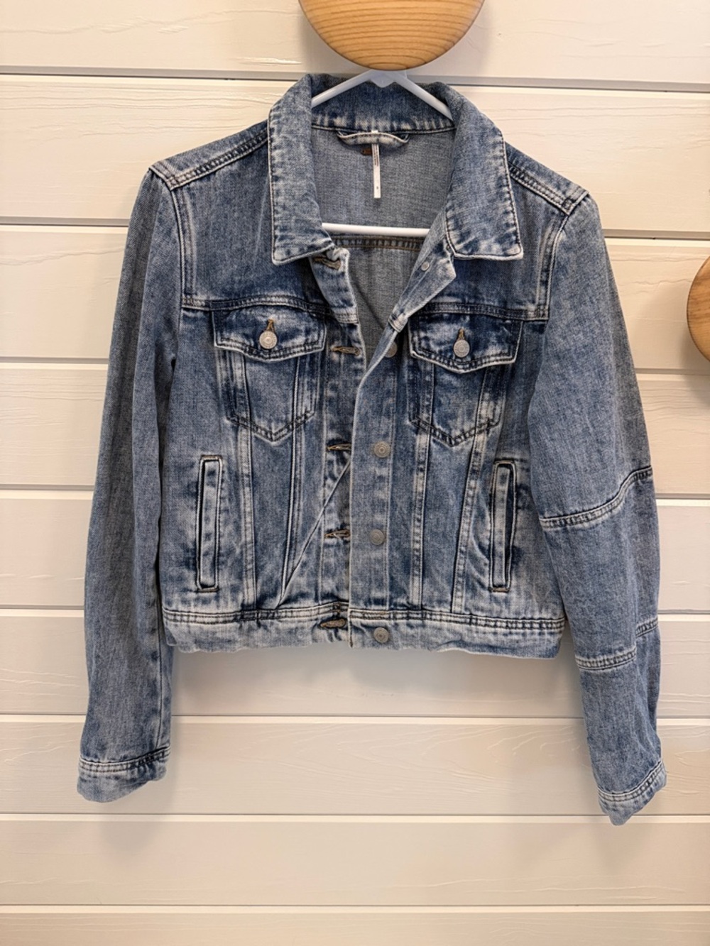 Free People Classic Rumors Light Wash Denim Jacket
